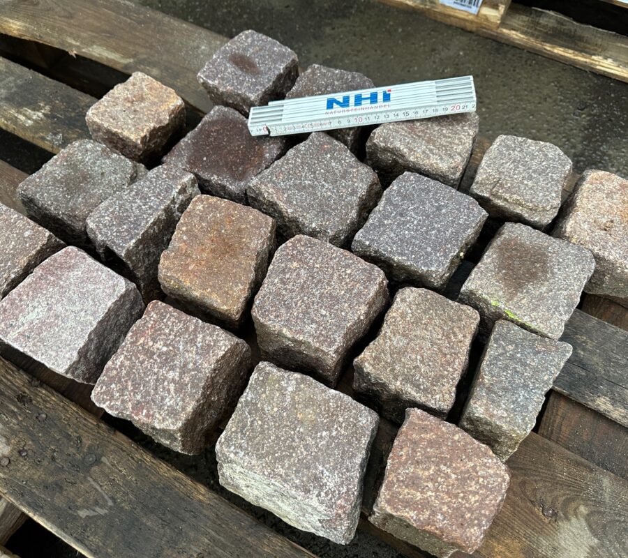 Kleinpflaster gebraucht rot-braun-bunt Porphyr